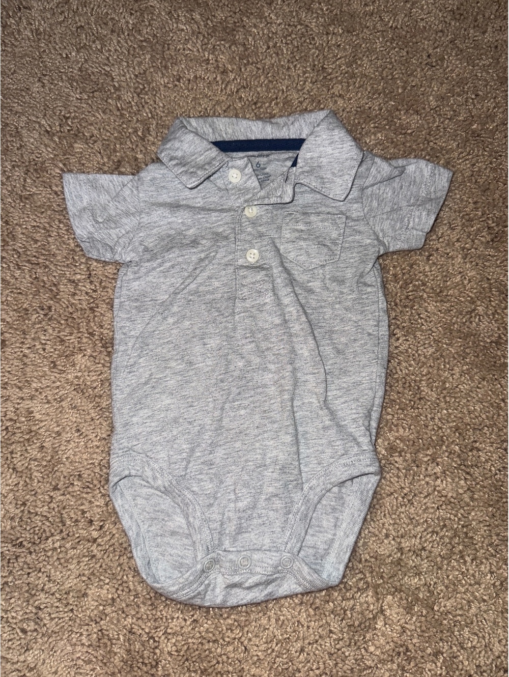 Carter's 6 Months Gray Polo Style Baby Onesie